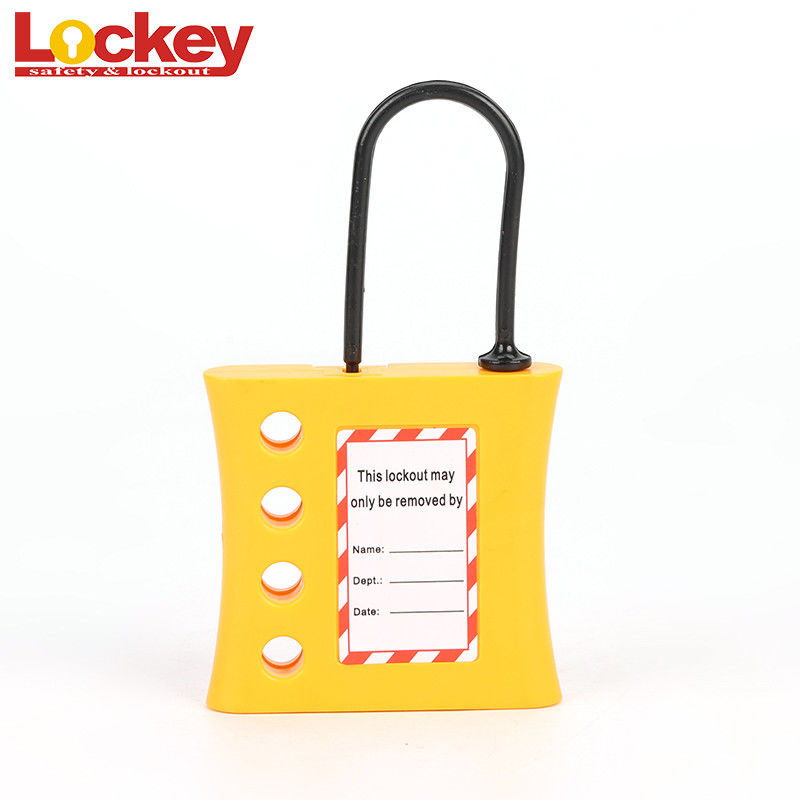 3mm Thin Shackle Safety Lockout Hasp , 4 Hole Lockout Hasp Locks Yellow